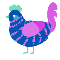 A ultramarine and orchid chicken with a bar pattern