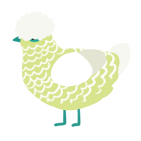 A lemon and white chicken with a lace pattern