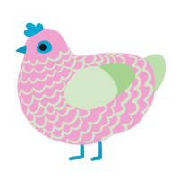 A pink and gluppy chicken with a lace pattern