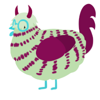 A gluppy and wine chicken with a bar pattern