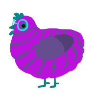 A amethyst and overcast chicken with a bar pattern