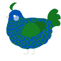 A ultramarine and leaf chicken with a lace pattern