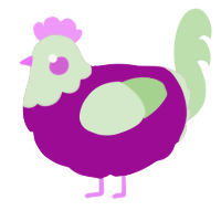 A plum and gluppy chicken with a head pattern