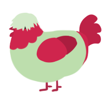 Appy, a gluppy and crimson chicken with a head pattern