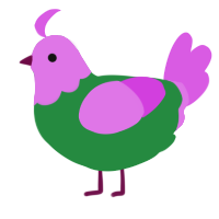 A viridian and orchid chicken with a head pattern