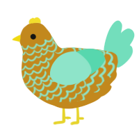 A ochre and mint chicken with a lace pattern