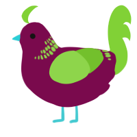 A wine and grass chicken with a neck-band pattern