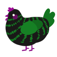 A sable and leaf chicken with a bar pattern