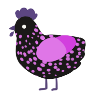 A sable and orchid chicken with a speckle pattern