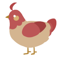 A beige and red chicken with a head pattern
