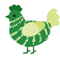 A viridian and lemon chicken with a bar pattern