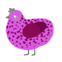 A orchid and wine chicken with a speckle pattern