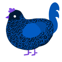 A tumblr and ultramarine chicken with a double-lace pattern