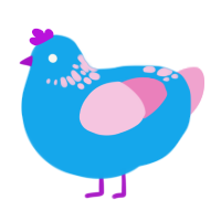 A sky and pink chicken with a neck-speckle pattern