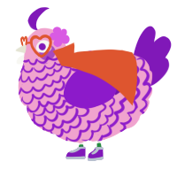 A pink and violet chicken with a lace pattern