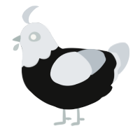 cybercrime eggspert, a black and mist chicken with a head pattern