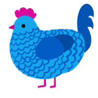 Ocean, a sky and ultramarine chicken with a lace pattern