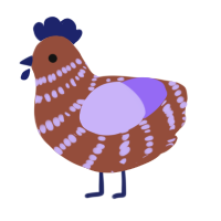 A russet and lilac chicken with a bar pattern