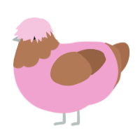 A pink and brown chicken with a head pattern