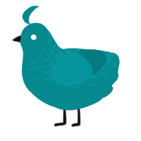 Three, a teal chicken with a half-lace pattern