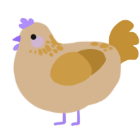 A beige and gold chicken with a neck-speckle pattern