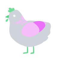 (unnamed), a mist and lavender chicken with a neck-speckle pattern
