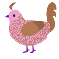 A pink and brown chicken with a double-lace pattern