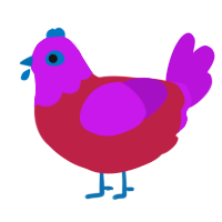 birthday, a crimson and amethyst chicken with a head pattern