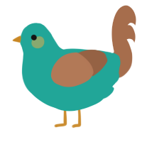 A turquoise and brown chicken
