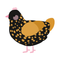 A sable and orange chicken with a speckle pattern