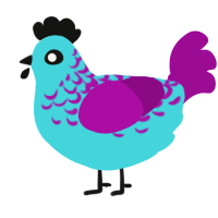 A aqua and plum chicken with a half-lace pattern
