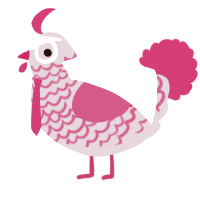 ema skye, a lilac and fuchsia chicken with a lace pattern