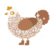 Precious, a white and brown chicken with a double-lace pattern