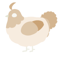 A cream and beige chicken with a head pattern