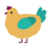 A honey and turquoise chicken