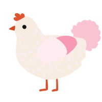 A cream and rose chicken with a speckle pattern