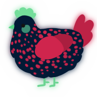 A tumblr and crimson chicken with a speckle pattern