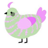 A gluppy and lavender chicken with a bar pattern