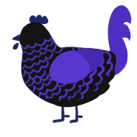 (unnamed), a black and indigo chicken with a lace pattern