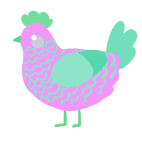 A lavender and mint chicken with a lace pattern