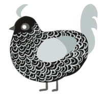 Lace Monster, a sable and silver chicken with a double-lace pattern