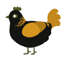A black and ochre chicken with a neck-band pattern