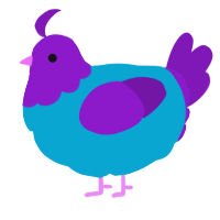 A cerulean and violet chicken with a head pattern