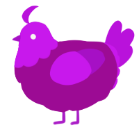 A plum and amethyst chicken with a head pattern