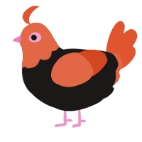 A sable and vermilion chicken with a head pattern