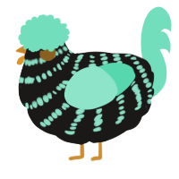 A sable and mint chicken with a bar pattern