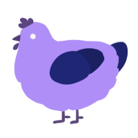 A lilac and navy chicken