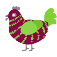 Melon Fella, a maroon and grass chicken with a bar pattern