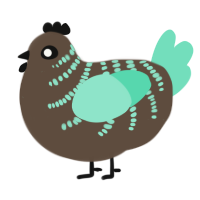 A bark and mint chicken with a half-bar pattern