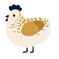 A cream and gold chicken with a half-lace pattern